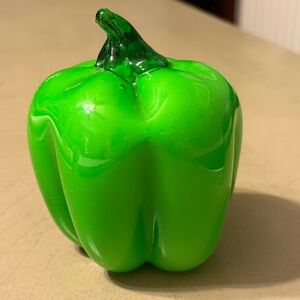 Green Glass Bell Pepper Sculpture